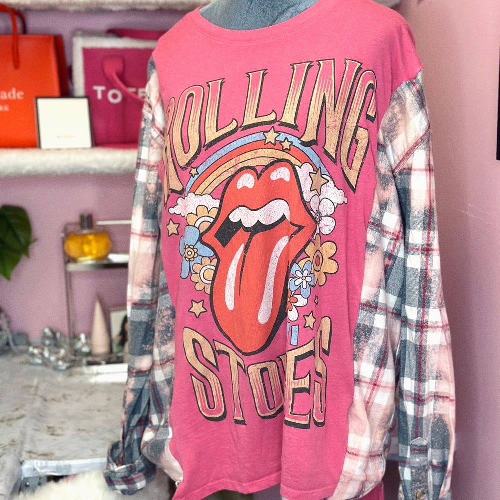 OVERSIZED ROLLING STONES FLANNEL TEE